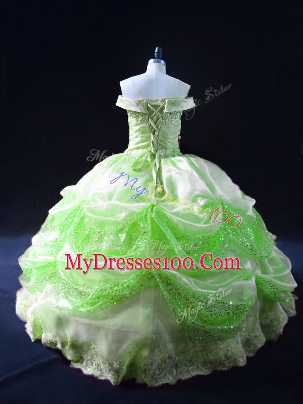 Sleeveless Beading and Appliques and Pick Ups Floor Length Quinceanera Dress