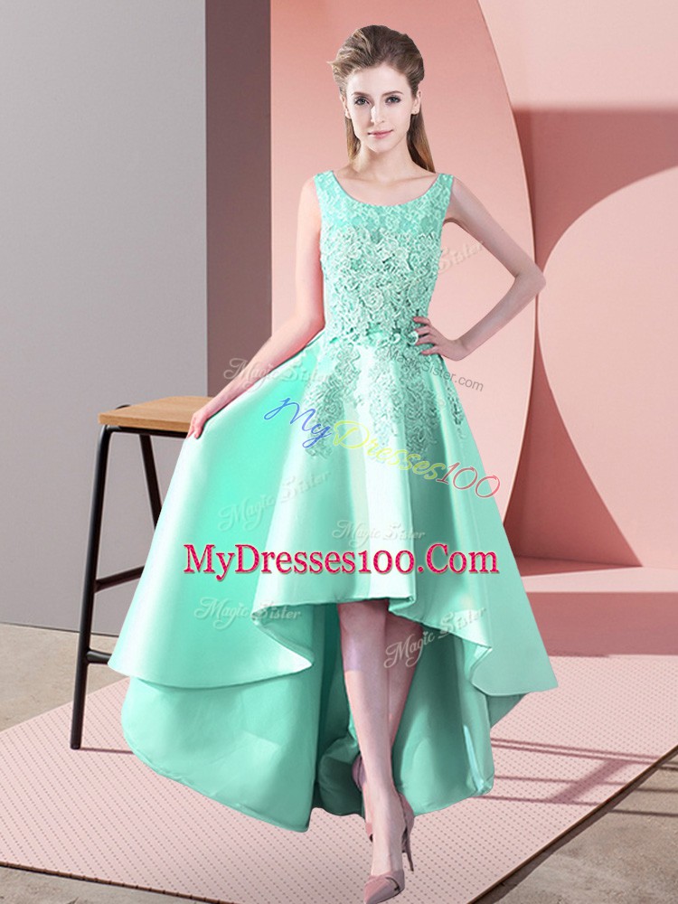 Fabulous Sleeveless Zipper High Low Lace Court Dresses for Sweet 16