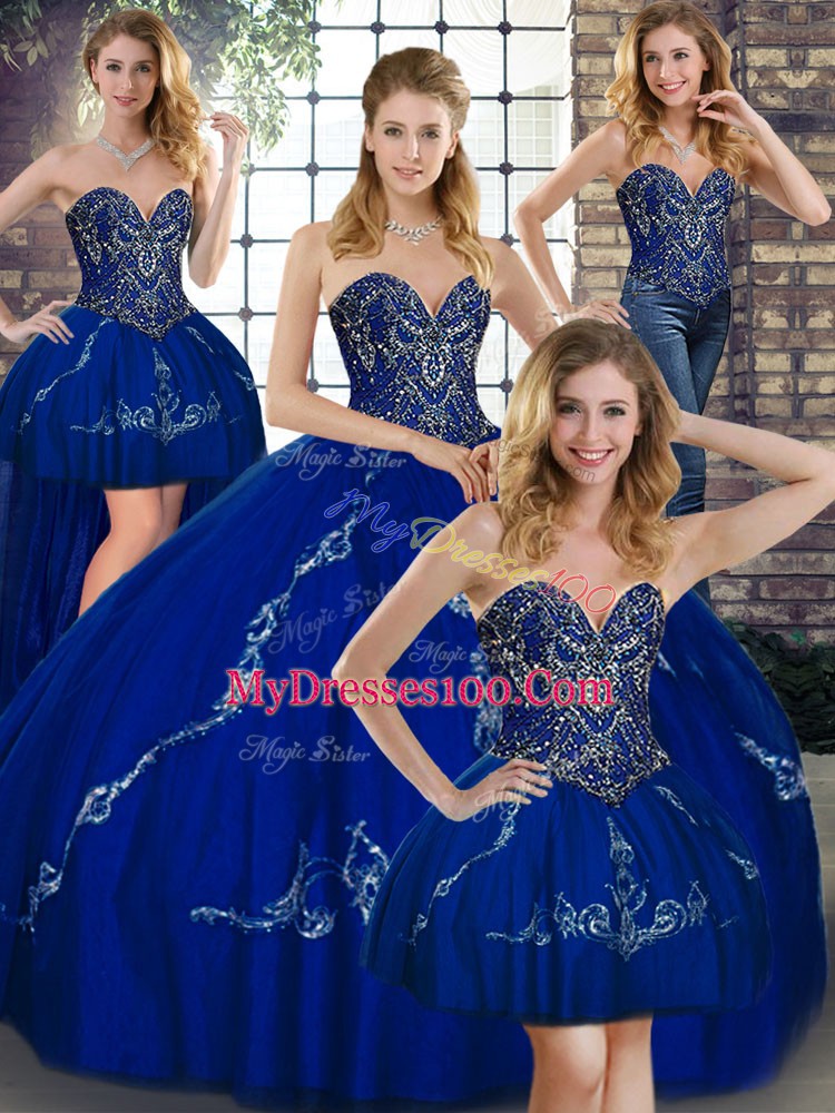 Sleeveless Lace Up Floor Length Beading and Embroidery Sweet 16 Dresses