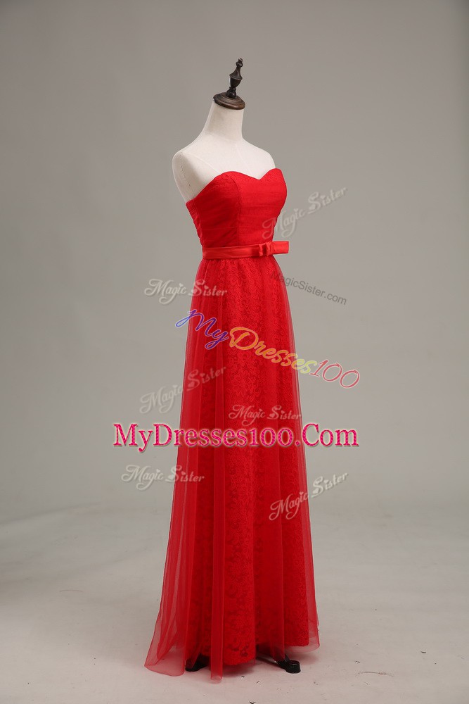 Sweet Sleeveless Zipper Floor Length Ruching and Belt Juniors Evening Dress