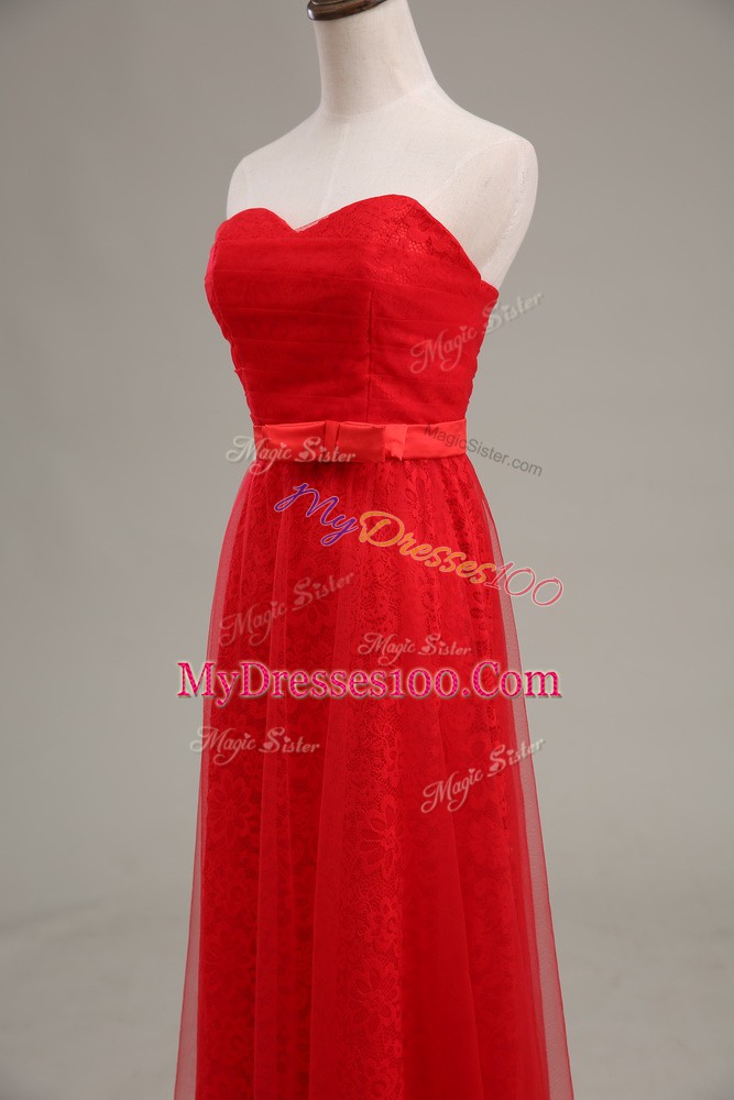 Sweet Sleeveless Zipper Floor Length Ruching and Belt Juniors Evening Dress