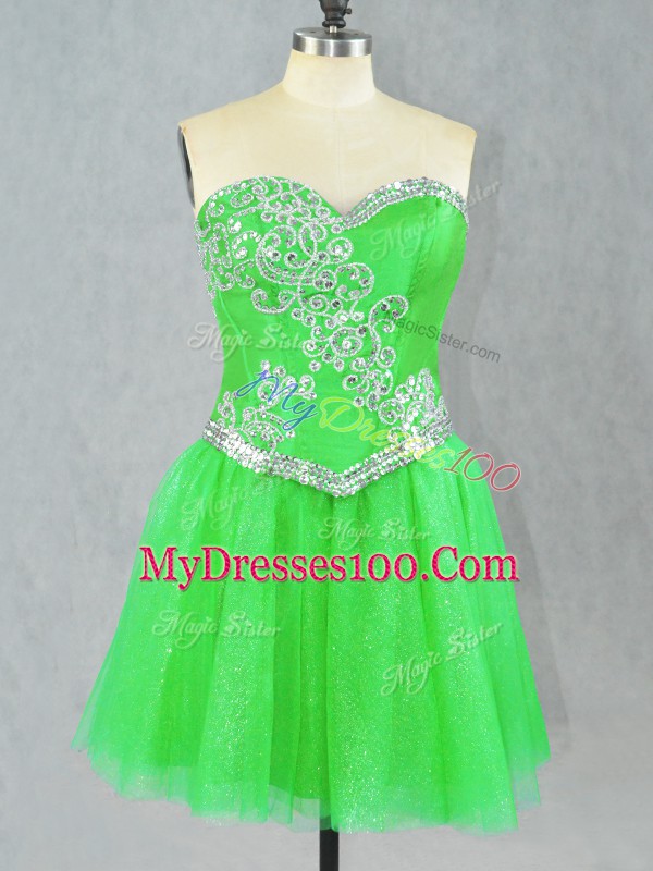 Discount Green Lace Up Sweetheart Beading Cocktail Dresses Tulle Sleeveless