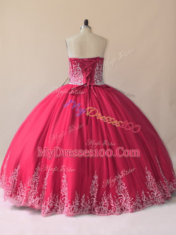 Admirable Floor Length Red Sweet 16 Quinceanera Dress Sweetheart Sleeveless Lace Up