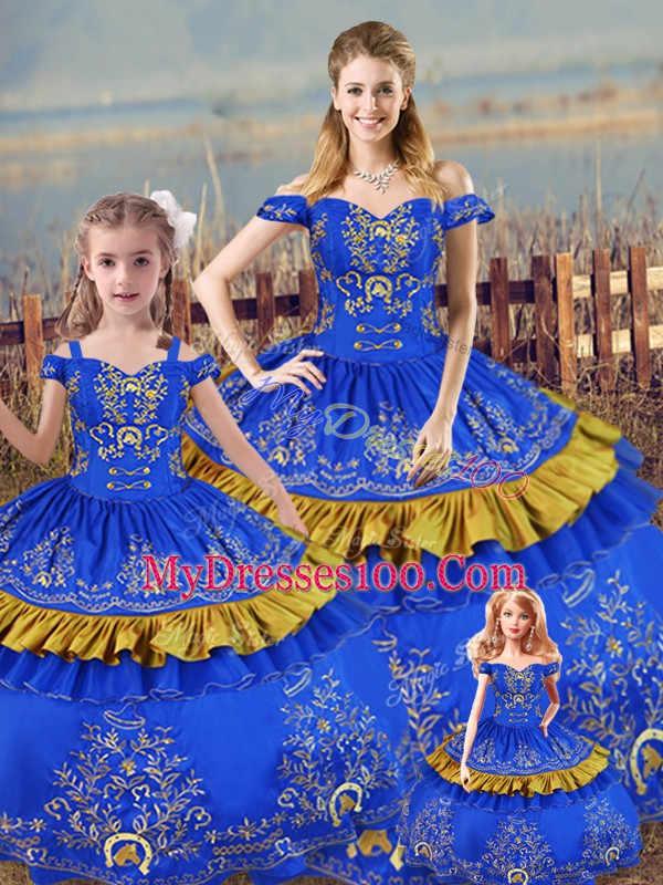 Charming Floor Length Ball Gowns Sleeveless Blue Sweet 16 Dresses Lace Up
