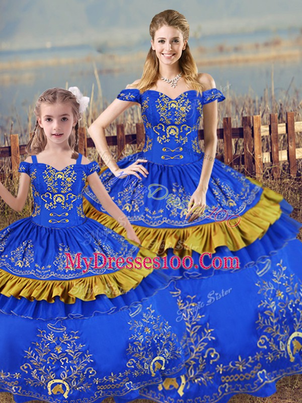 Charming Floor Length Ball Gowns Sleeveless Blue Sweet 16 Dresses Lace Up