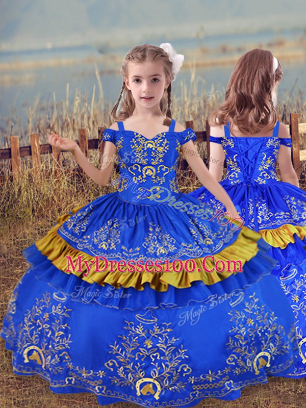 Charming Floor Length Ball Gowns Sleeveless Blue Sweet 16 Dresses Lace Up