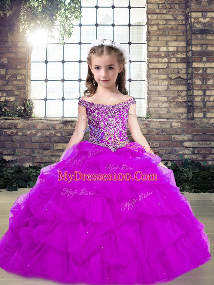 Custom Designed Sleeveless Floor Length Pageant Dress for Teens and Beading and Ruffles