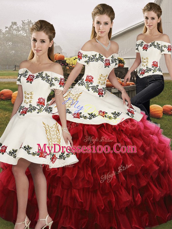 Delicate Wine Red Sleeveless Organza Lace Up Quinceanera Dresses for Military Ball and Sweet 16 and Quinceanera