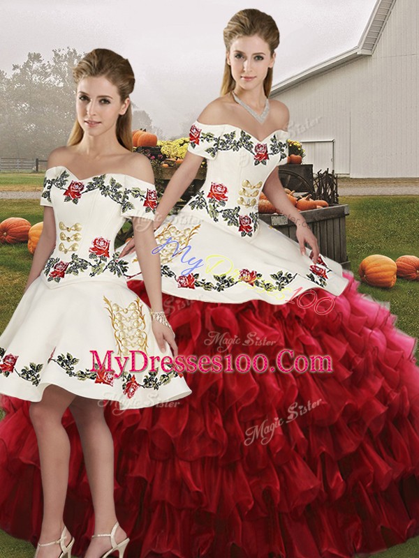 Delicate Wine Red Sleeveless Organza Lace Up Quinceanera Dresses for Military Ball and Sweet 16 and Quinceanera