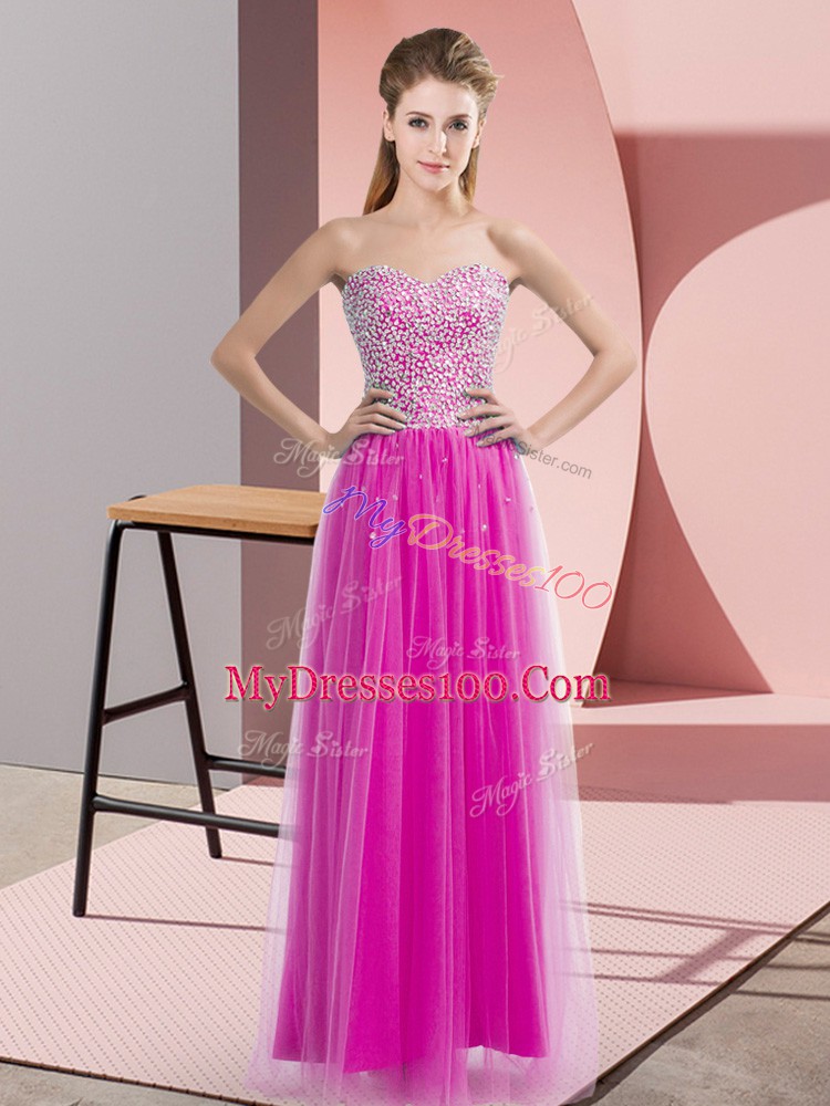 Tulle Sleeveless Floor Length and Beading
