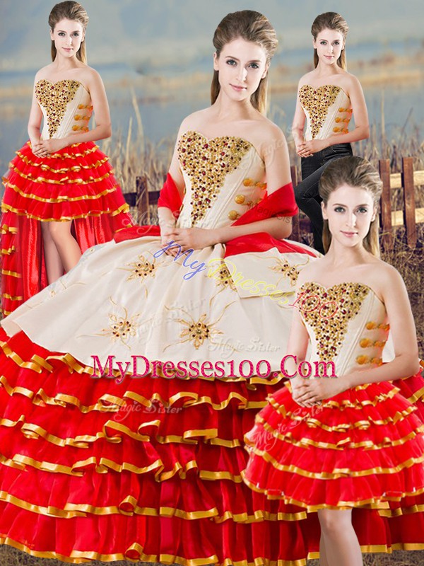 Organza Sleeveless Floor Length 15th Birthday Dress and Beading and Ruffled Layers