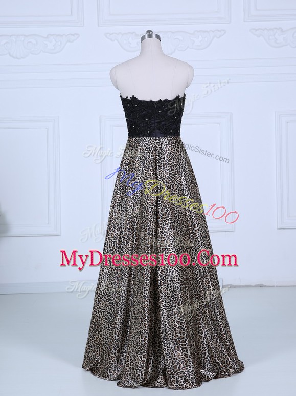 Discount Multi-color Long Sleeves Printed Zipper Prom Gown for Prom and Party and Military Ball