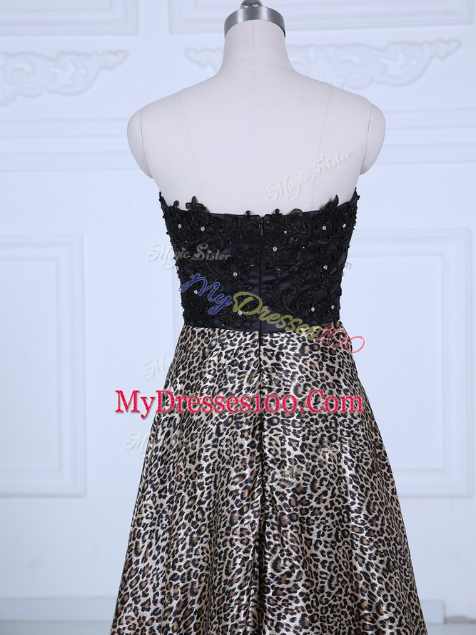 Discount Multi-color Long Sleeves Printed Zipper Prom Gown for Prom and Party and Military Ball