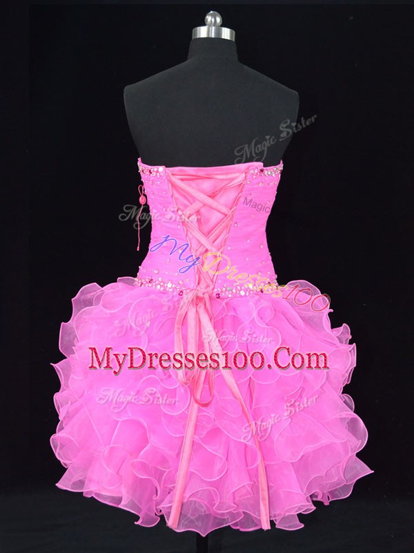 Ideal Ball Gowns Sleeveless Pink Party Dress for Toddlers Lace Up
