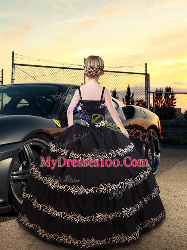 Sweet Embroidery High School Pageant Dress Olive Green Lace Up Sleeveless Floor Length