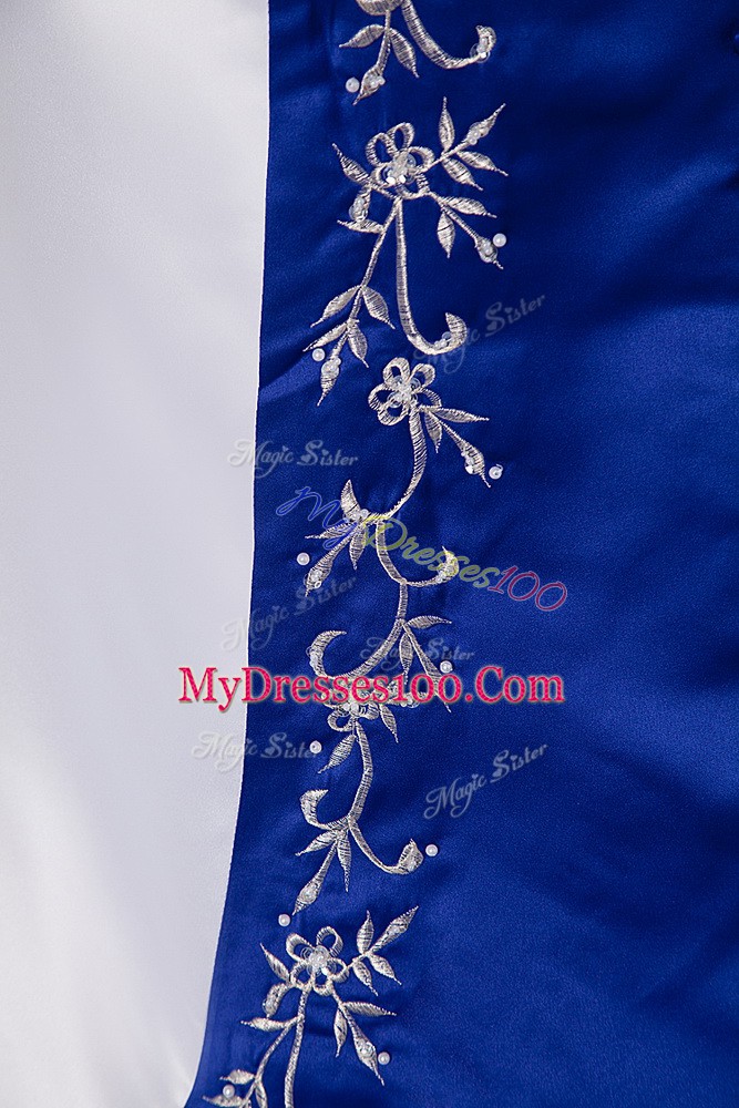 Sophisticated White Wedding Dresses Satin Brush Train Sleeveless Beading and Embroidery