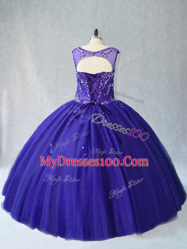 Sleeveless Lace Up Floor Length Beading Quinceanera Gowns