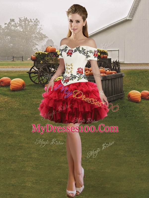 Ball Gowns Quince Ball Gowns Wine Red Off The Shoulder Organza Sleeveless Floor Length Lace Up