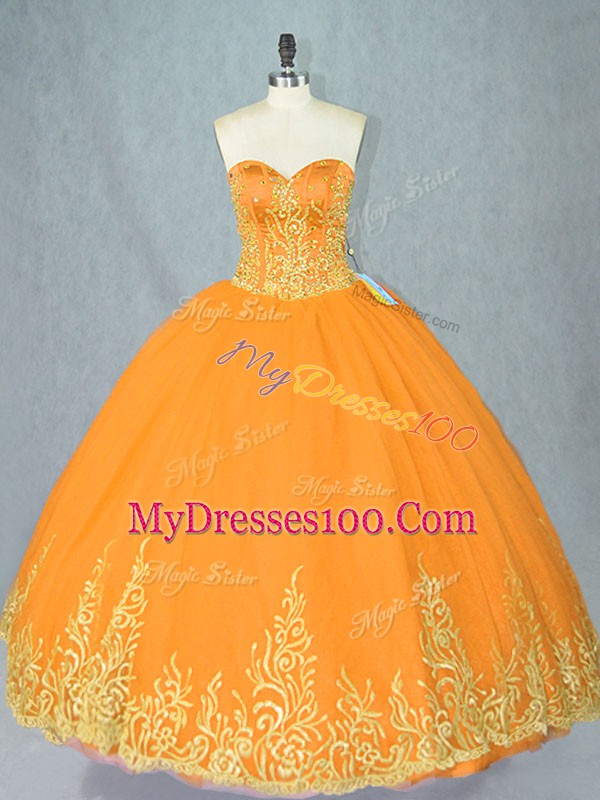 Gold Sweetheart Lace Up Beading Sweet 16 Dress Sleeveless