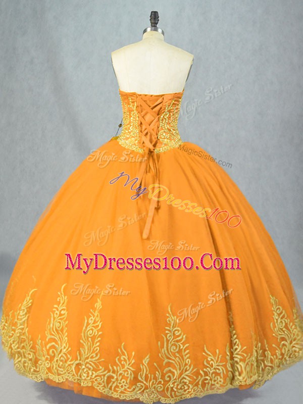 Gold Sweetheart Lace Up Beading Sweet 16 Dress Sleeveless