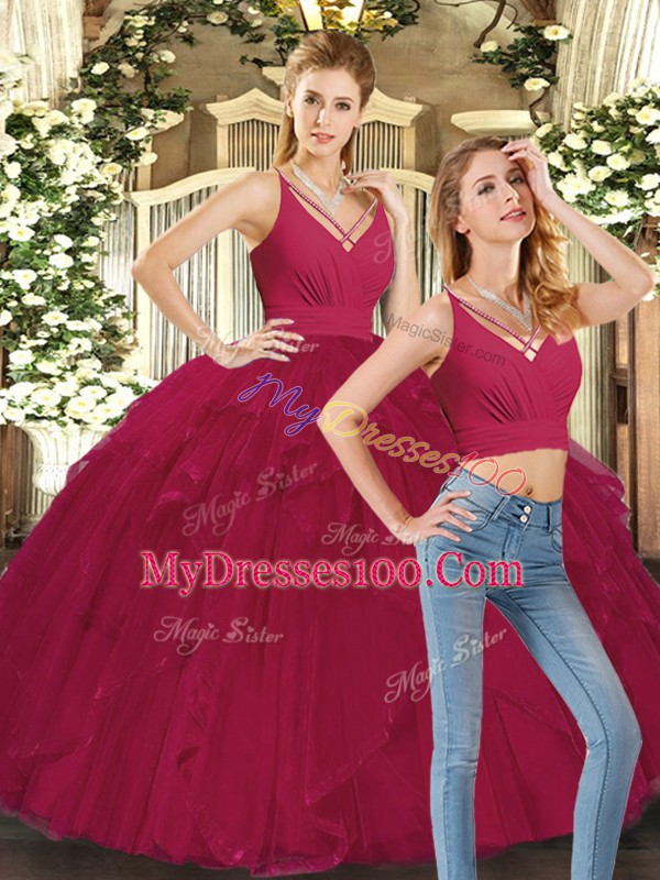 Clearance Sleeveless Ruffles Lace Up Quinceanera Dresses