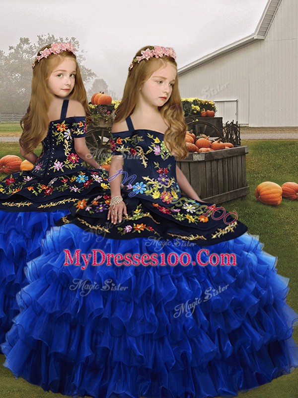 Affordable Organza Sleeveless Floor Length 15th Birthday Dress and Embroidery and Ruffled Layers