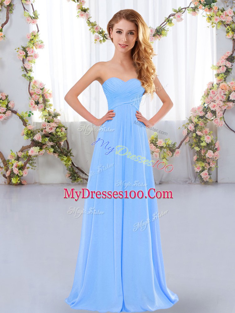 Customized Aqua Blue Sweetheart Neckline Ruching Quinceanera Dama Dress Sleeveless Lace Up