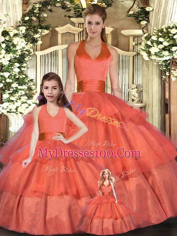 Organza Sleeveless Floor Length Quinceanera Gowns and Ruffled Layers