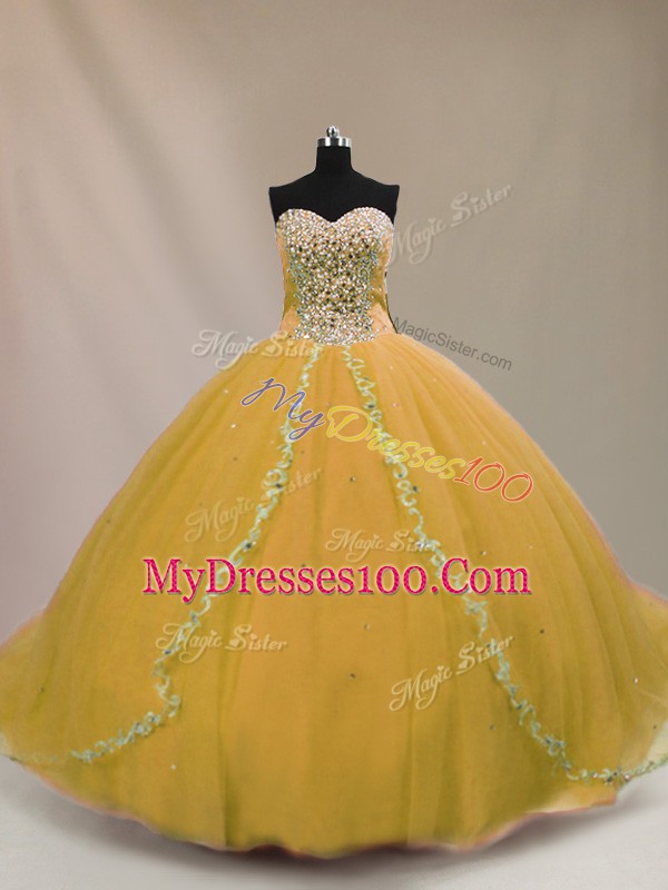 Vintage Lace Up Sweet 16 Quinceanera Dress Brown for Sweet 16 and Quinceanera with Beading
