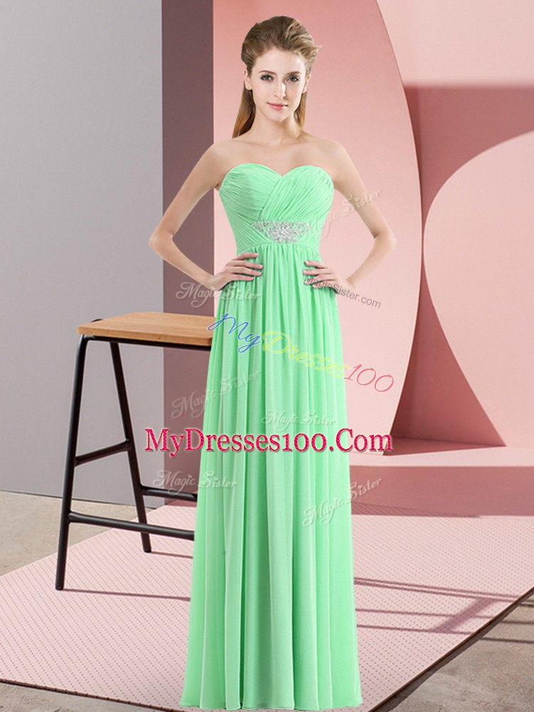 Noble Apple Green Sleeveless Beading Floor Length Custom Made