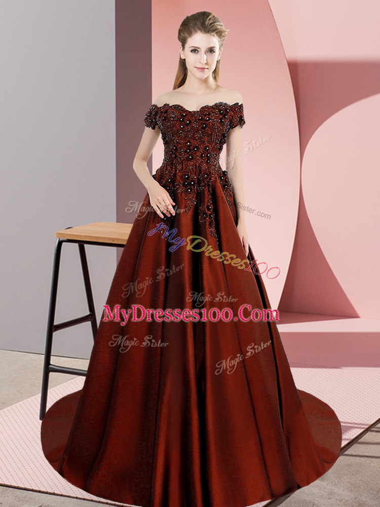 Appliques Quince Ball Gowns Rust Red Zipper Sleeveless Court Train