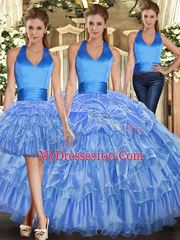 High End Sleeveless Ruffles and Pick Ups Lace Up Sweet 16 Quinceanera Dress