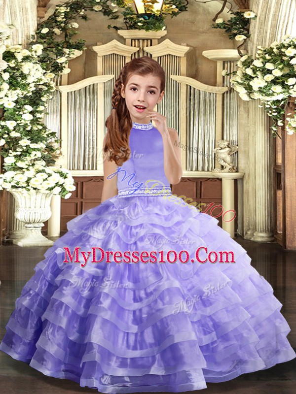 New Arrival Organza Sleeveless Floor Length Pageant Dress for Teens and Beading and Ruffled Layers