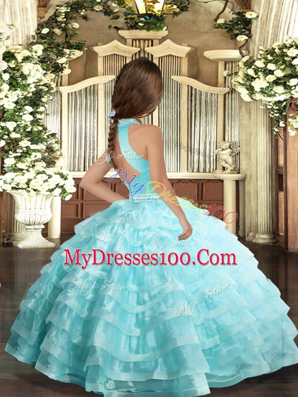 New Arrival Organza Sleeveless Floor Length Pageant Dress for Teens and Beading and Ruffled Layers