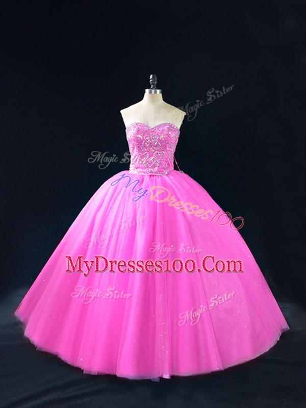 Dazzling Sweetheart Sleeveless Lace Up Ball Gown Prom Dress Lilac Tulle
