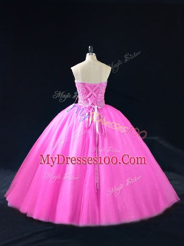 Dazzling Sweetheart Sleeveless Lace Up Ball Gown Prom Dress Lilac Tulle
