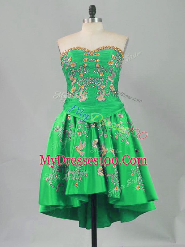 Green Sweetheart Neckline Embroidery Prom Party Dress Sleeveless Lace Up