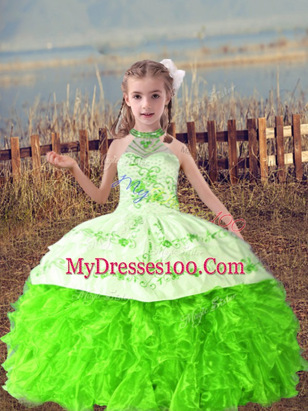 Halter Top Sleeveless Lace Up Pageant Dress Toddler Organza