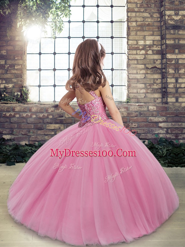 Scoop Sleeveless Lace Up Little Girl Pageant Dress Yellow Green Tulle