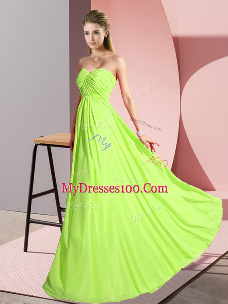 Modern Sleeveless Lace Up Floor Length Ruching Prom Evening Gown