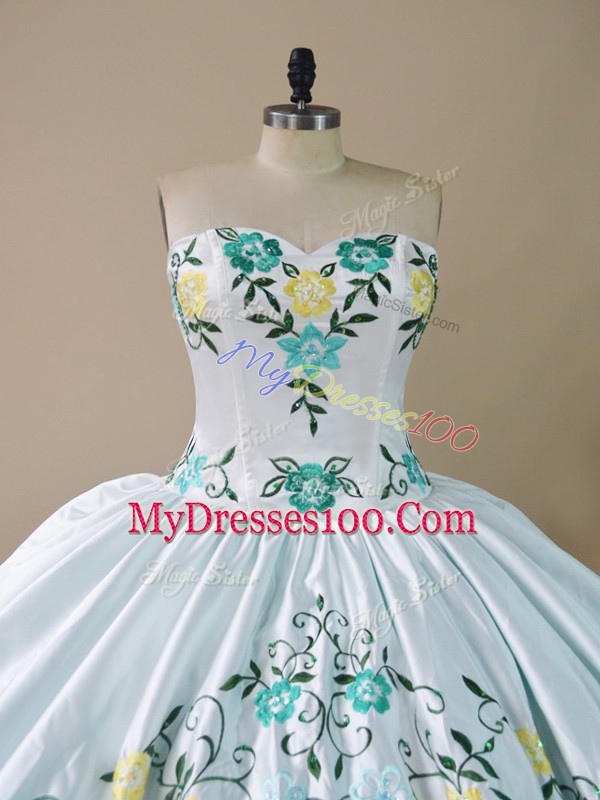 Adorable Sweetheart Sleeveless Lace Up 15 Quinceanera Dress Blue And White Organza