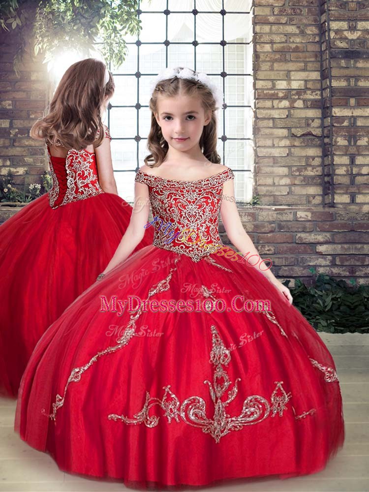 Tulle Sleeveless Floor Length Quinceanera Dress and Beading and Embroidery