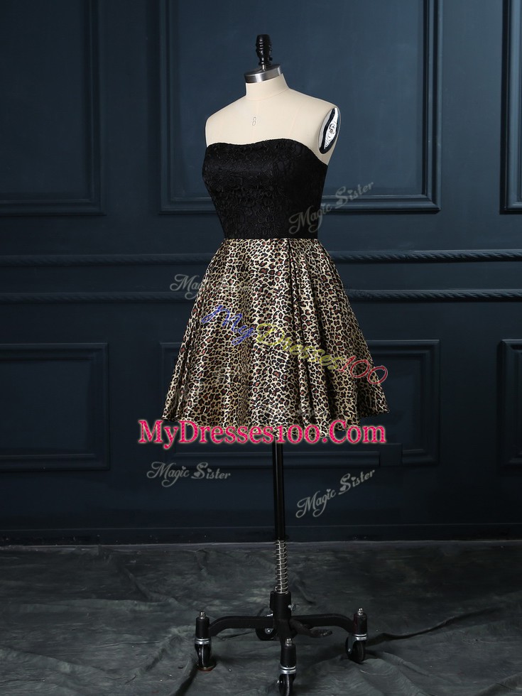 Charming Multi-color Printed Zipper Cocktail Dresses Sleeveless Mini Length Lace