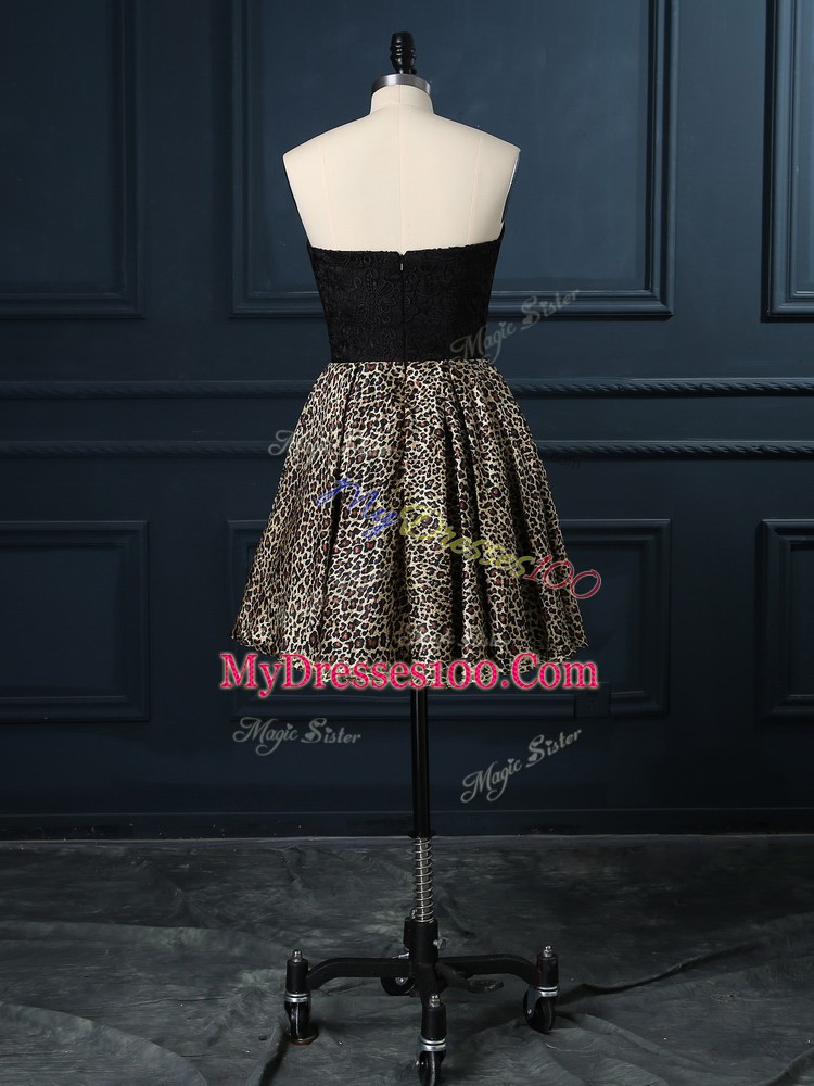 Charming Multi-color Printed Zipper Cocktail Dresses Sleeveless Mini Length Lace