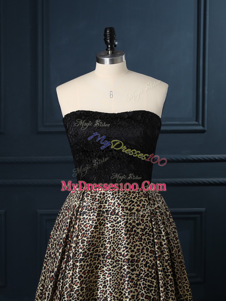 Charming Multi-color Printed Zipper Cocktail Dresses Sleeveless Mini Length Lace