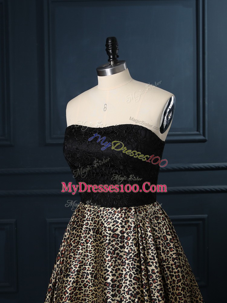 Charming Multi-color Printed Zipper Cocktail Dresses Sleeveless Mini Length Lace