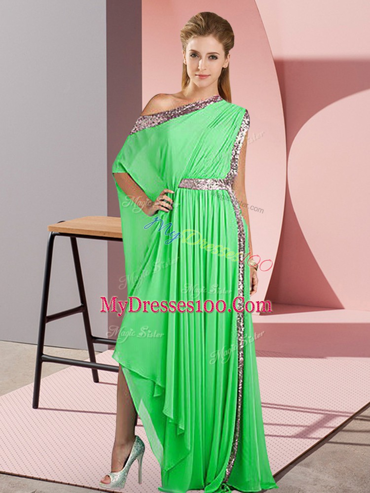 Gorgeous Asymmetrical Green Prom Dress One Shoulder Sleeveless Side Zipper