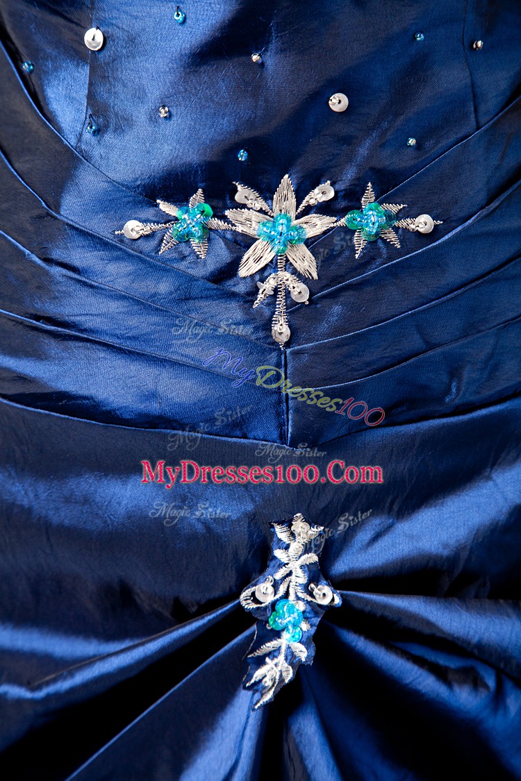 Suitable Halter Top Sleeveless Taffeta Vestidos de Quinceanera Appliques and Pick Ups Lace Up