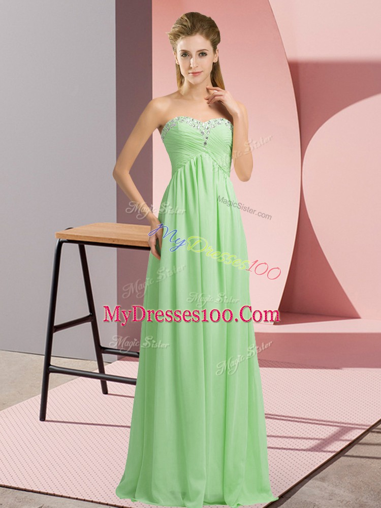 Amazing Apple Green Sweetheart Neckline Beading Dress for Prom Sleeveless Lace Up
