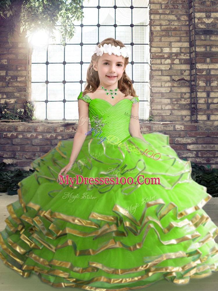 Nice Sleeveless Organza Lace Up Pageant Dresses for Party and Wedding Party